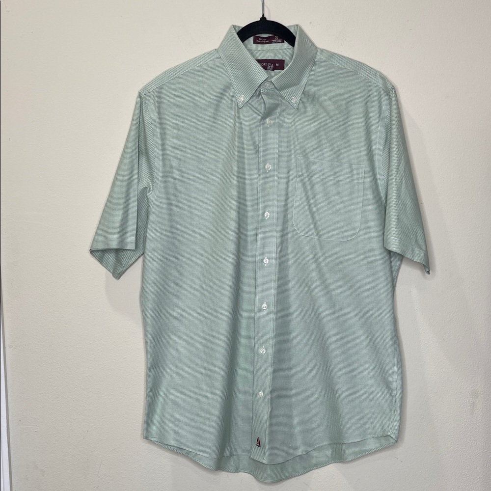 Nordstrom 100% Cotton Wrinkle Free Light Green Casual Button-Down Shirt